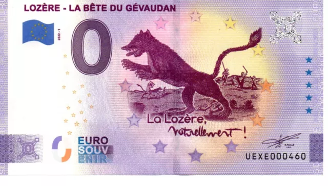 BILLET TOURISTIQUE EURO SOUVENIR - 0 EURO - Lozère- la bête du Gévaudan - 2022-1