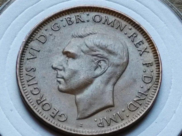 Handsome Dark Brown 1943 Bombay Mint Australia Penny w Holder Filled Die ERROR