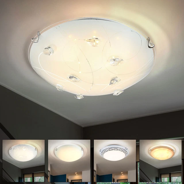 Suspension Design Boule En Verre Opalin - Structure Dorée - Culot E27 - Pour Salon, Cuisine, Chambre…