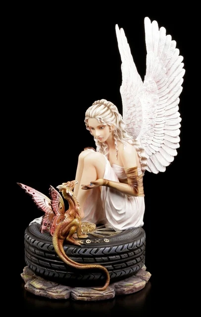 Pacific Giftware Figurine d'elfe mystique en rouge et noir, Fiera avec serpent dragon - 23 cm - Statue de fée et dragon, 15771