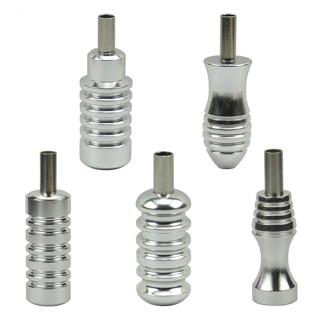 Juego de 5 tubos de agarre de ametralladora de aluminio plateado profesional con vástago trasero