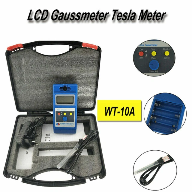 GAUSSMETER TESLA METER w/Ns Magnetic Field Fluxmeter Surface Instrument ...