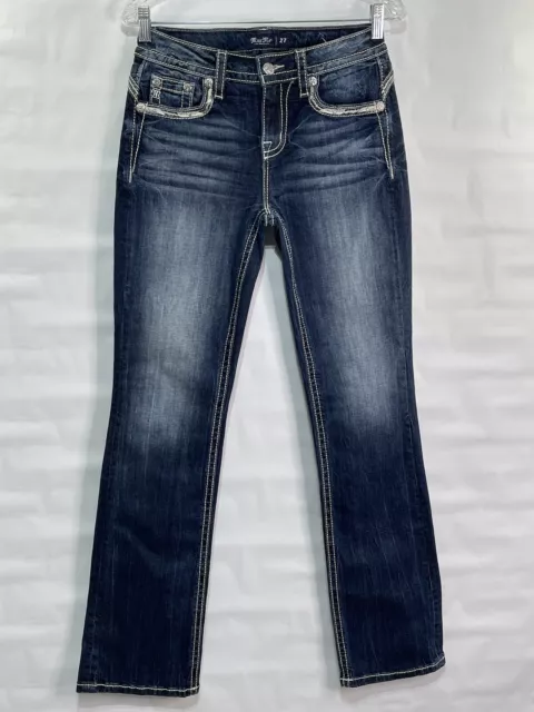 MISS ME Women’s Sz 27 Blue Stretch Denim Embellished Zip Jeans Pants