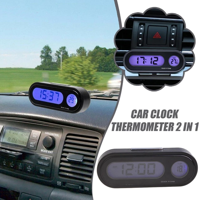 Car Clock Digital Thermometer Time Watch 2 In 1 Auto Clocks Backlight A 9CR6