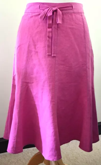 Laura Ashley Pink Linen Flared Skirt Size UK 14 Side Zip BNWT