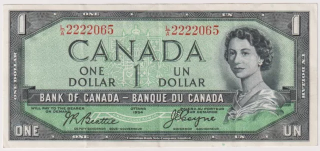 1954  $1 Bank of Canada  Devils Face  Beattie Coyne  EF/AU  L/A Prefix - inv#673