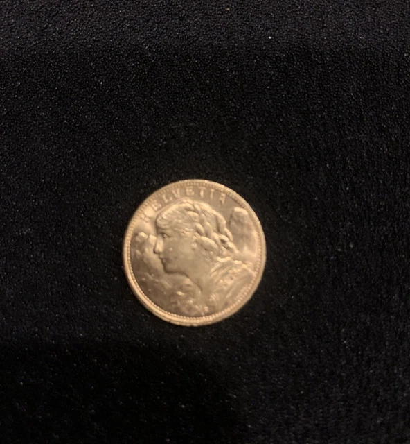 20 FRANCS SWISS Helvetia Vreneli Gold Coin AGW .1867 oz AU/BU 1915 $390