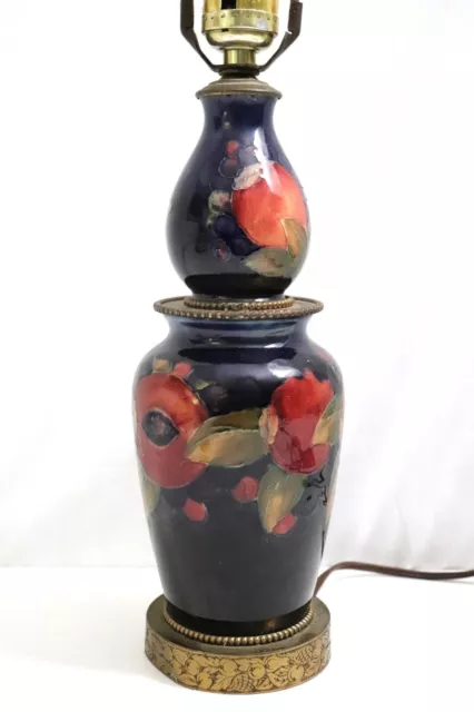 Antique Moorcraft Pomergranite Art Pootery Tiered Ceramic Lamp