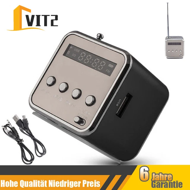Küchenradio Mit Akku – Mini-Lautsprecher Für FM Radio, MP3, USB, SD & Aux, In Rot, 3W