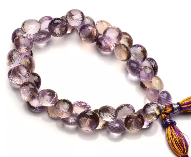 Natural Gem Brazil Ametrine 10-12MM Size Faceted Onion Shape Briolettes Beads 9"