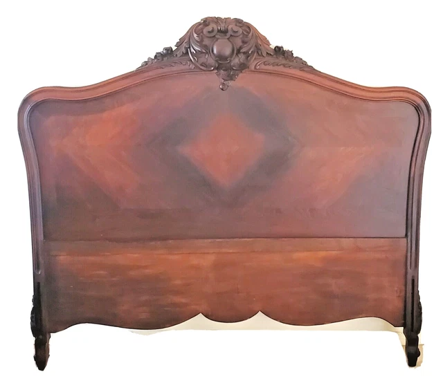 Antique Rosewood French Louis XV Bed Headboard Circa 1900s