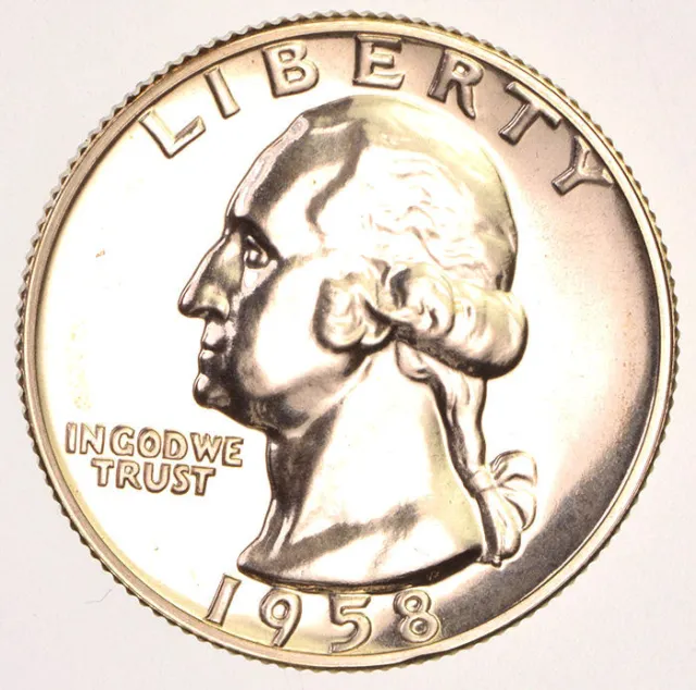 Silver 1958 Proof Gem Bu Washington Pf Quarter Brilliant Uncirculated Coin #4253