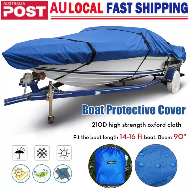 14-16ft Boat Cover Trailerable Jumbo Marine Grade 210D UV Waterproof Heavy Duty