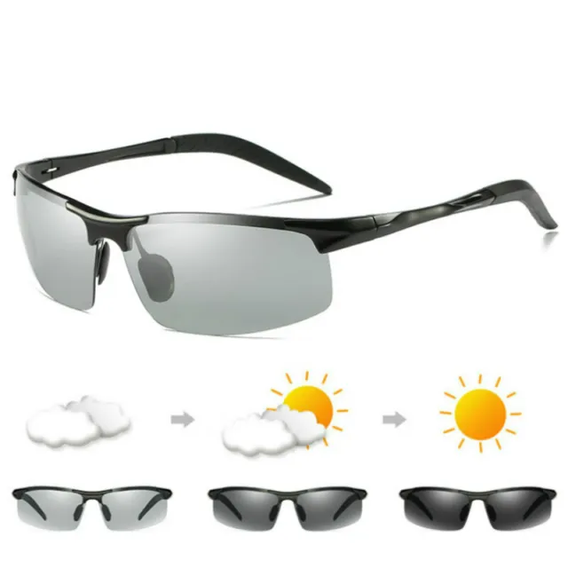 Aluminium Mens Polarized Photochromic Sunglasses UV400 Sport Driving Eyewear