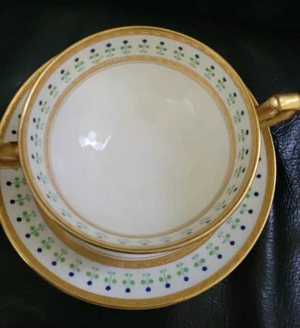 Antique Minton 19th C 6 Gold Encrusted Jeweled Bouillon Cups And Saucers Set HTF 3