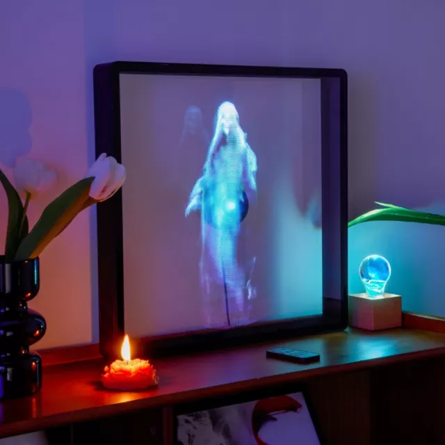 PROIETTORE OLOGRAFICO 3D 42 cm 225 lettore ologramma ventilatore LED  pubblicità con cornice EUR 150,99 - PicClick IT