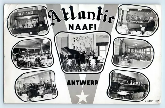 Postcard Atlantic Naafi - Antwerp Belgium - 7 View Mv A Sonet Brux Ww2