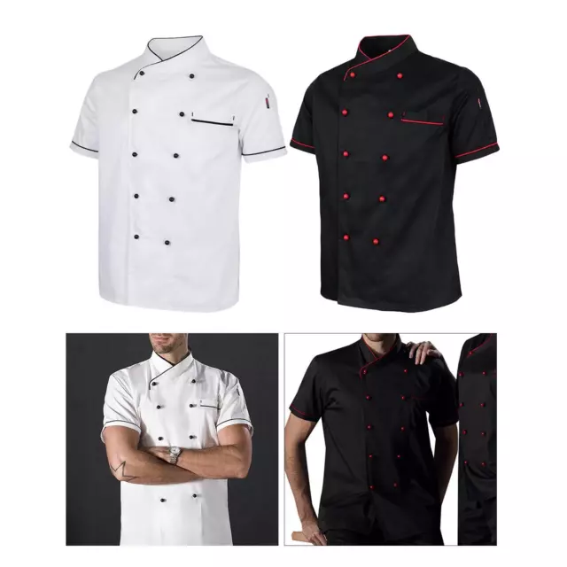 Uniform Short Sleeve Top Chef Jacket Workwear for Culinary School Kitchen