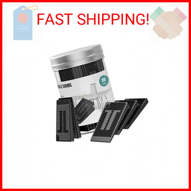Plastic Shims for Leveling - 36 Piece Jar, Strong and Durable Table Wedges, DIY