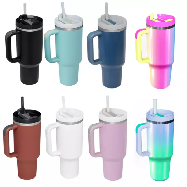 40 oz Stanley Cup Dupe Straw Lid Insulated Stainless Steel Water Bottle Tumbler