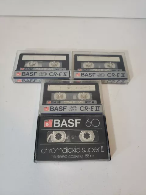 4 BASF CR-E II 60 Chromdioxid Extra II Hifi Audio Cassette Tape Used Tested Lot