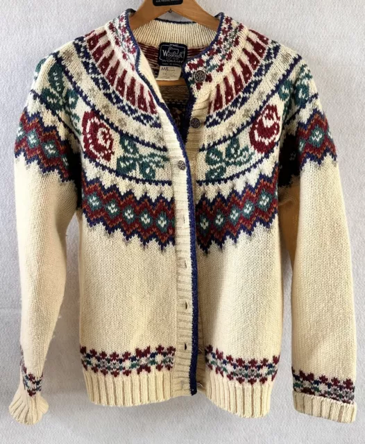 VTG Woolrich Women’s Wool Mohair Cardigan Chunky Knit Sweater Nordic Sz M
