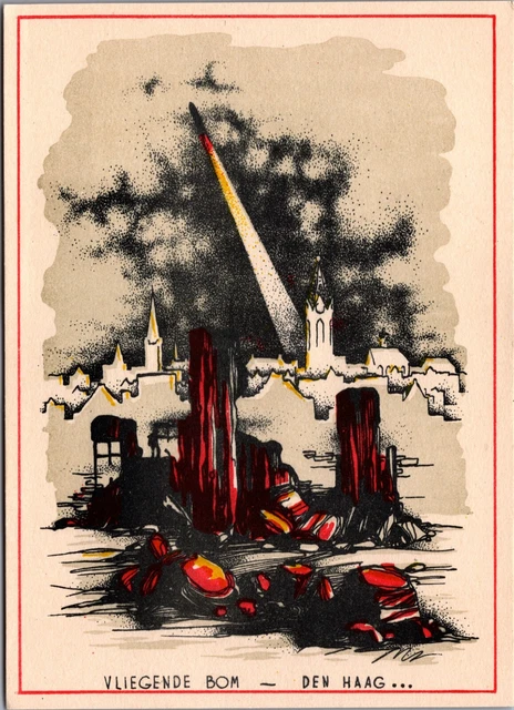 WORLD WAR 2 Anti Nazi Hitler Comic Caricature WW2 Flying Bomb Postcard ...