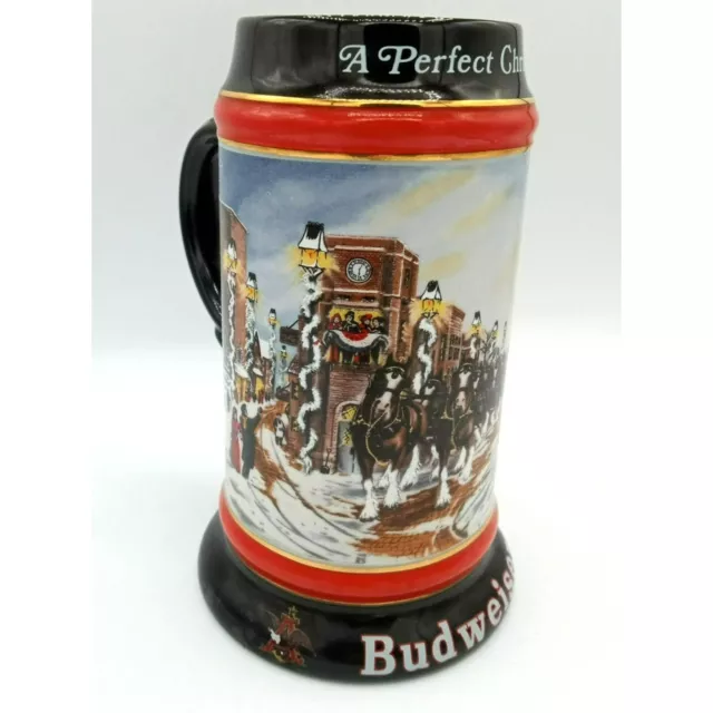 1992 Anheuser Busch Budweiser Perfect Christmas Beer Stein Vintage Drinking Mug