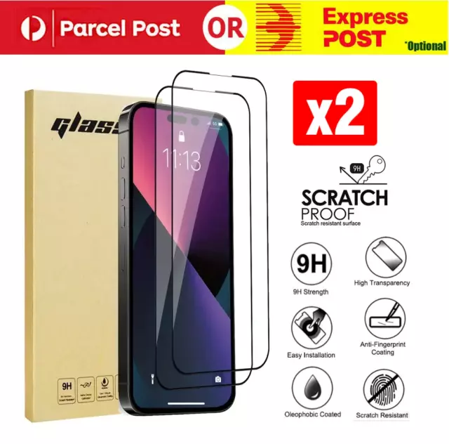 2x Tempered Glass Screen Protector For iPhone 15 14 13 12 11 Pro XS Max XR Plus