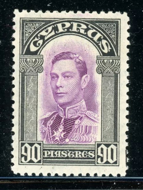 CYPRUS MH Selections: Scott #154 90Pi KGVI Portrait 1938 CV$21+