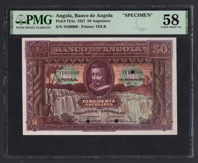 Angola 50 Angolares 1-6-1927 P74As "Specimen" About Uncirculated