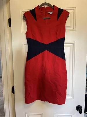 EUC Antonio Melani Size 6 Red Blue Sleeveless Color Block Sheath Dress