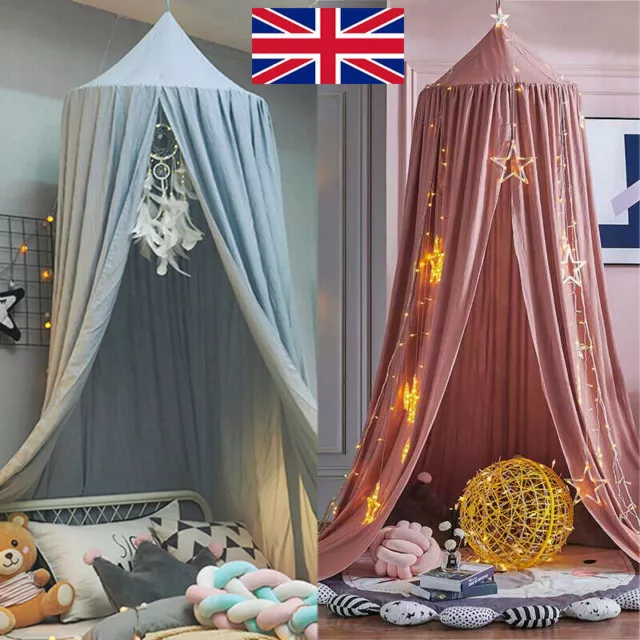 UK Kids Baby Bed Canopy Bedcover Mosquito Net Curtain Bedding Dome Tent Cotton
