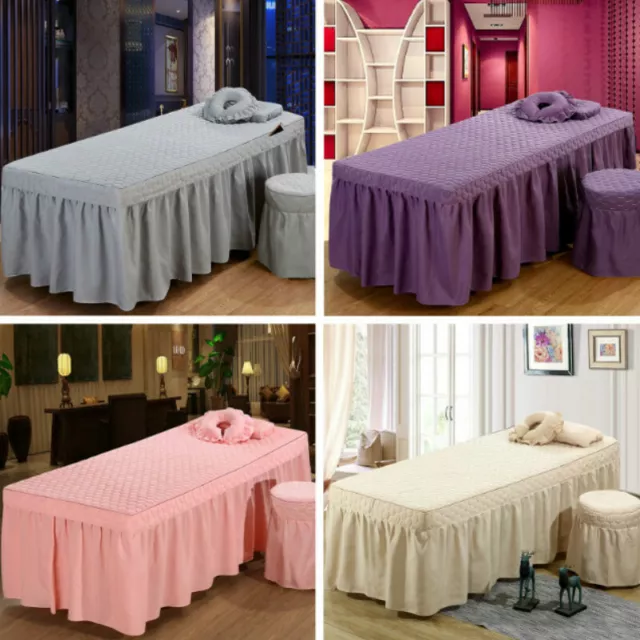 Quilted Massage Table Skirt Bed Sheet Bed Cover Valance with Face Hole Salon SPA