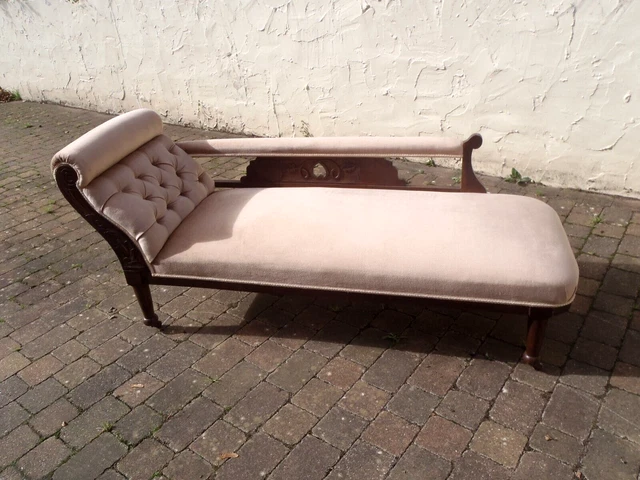 VICTORIAN CHAISE LONGUE NICELY RECOVERED  - c1900's