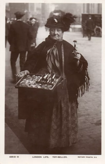 early B/W Rotary RP POSTCARD - London Life - Toy Seller