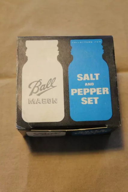 Vintage Ball Mason Jar Salt & Pepper Shakers in Box 1978 Mini Glass Canning Jars