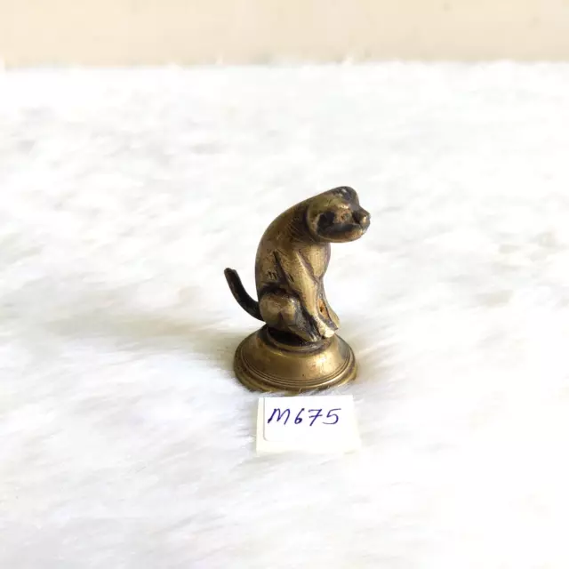 19c Vintage Sitting Dog Brass Statue Figure Rare Collectible Old Decorative M672