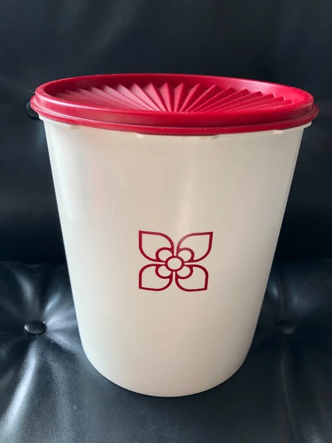 Boîte De Conservation Tupperware Vintage - Modèle Soleil - Hauteur 21 Cm - Jaune - Occasion