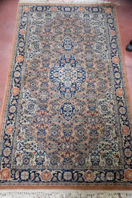 Alfombra 90 X 174CM Beis Azul Fantasía Central Rombo