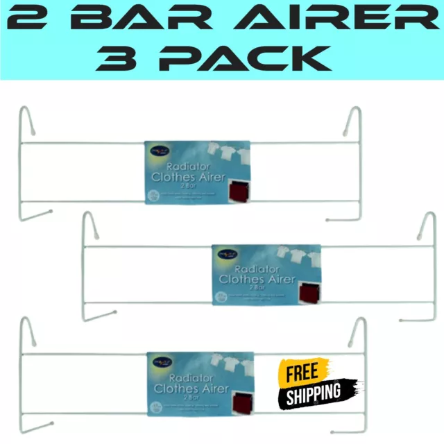 2 Bar Radiator Airer Cloth Washing Indoor Hanger Towel Drying Rail Lines Dryer