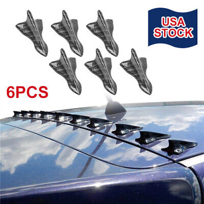 6PC Parts Accessories Car Roof Shark Fin Decorative Sticker Carbon Fiber Style