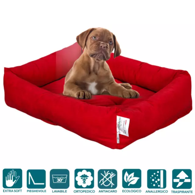 Letto per Cani di diverse Taglie color Rosso Cuccia da Interno Sfoderabile