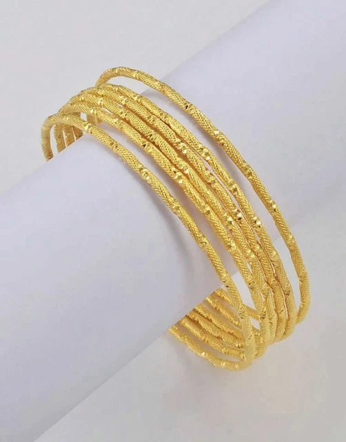 Lot De 6 Bracelets Femme En Alliage Doré | Joncs Et Chaînes Mode Jaune Or - Neuf Sans Emballage