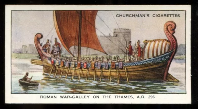 Tobacco Card, Churchman, THE STORY OF LONDON, 1934, Roman War Galley, #2