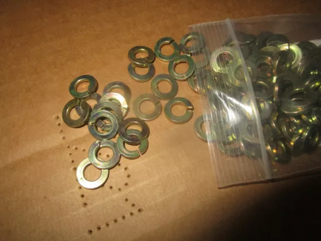 Yellow Zinc Grade 8 Steel Lock Washers Medium Split Ring - 1/4" inch 25 count