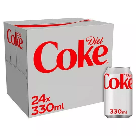 Coca-Cola 330ml Diet Coke Soft Drink Case - Pack of 24 Cans