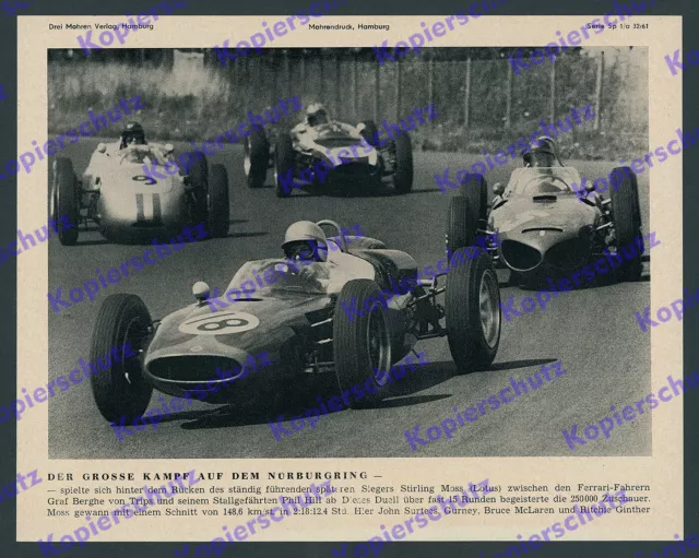 Motorsport GP Nürburgring John Surtees Gurney Bruce McLaren Richie Ginther 1961