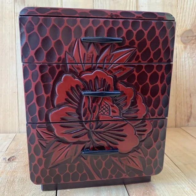 Caja de accesorios japonesa para tallar KAMAKURA Patrón de flores Cofre...