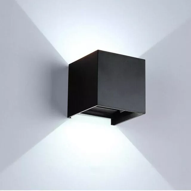 Applique Nero Cubo Led 10W Faretto Lampada Parete Muro Luce Freddo 6000K